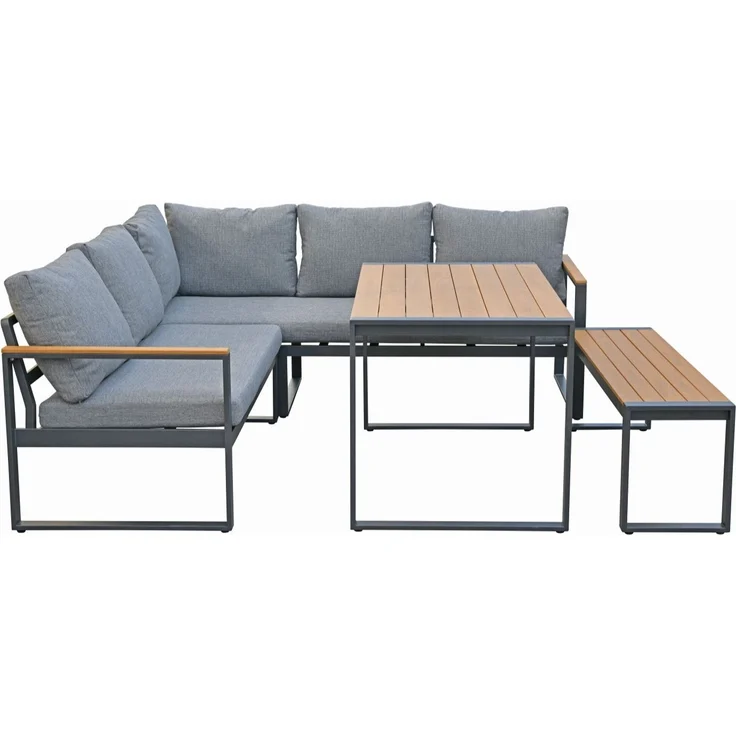 Gardissimo Alu Garten Dining Ecklounge / Sitzgruppe "Tosca", holzoptik – Bild 4
