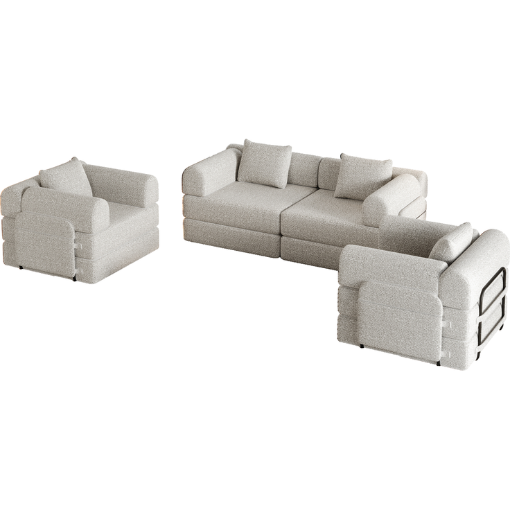 ZUBALIYA SchlafSofa mit LED - Beleuchtung, mit Ablageflächen, mit Chenille - Bezug, mit Samtbezug, mit breiten Armlehnen – Bild 8