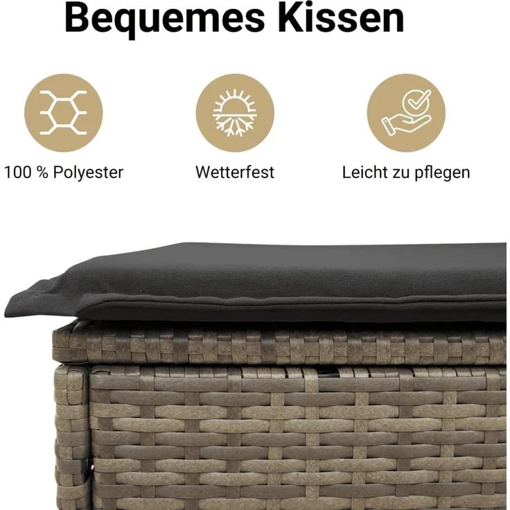 vidaXL 4-tlg. Garten-Sofagarnitur mit Kissen Grau Poly Rattan 3258336 – Bild 5