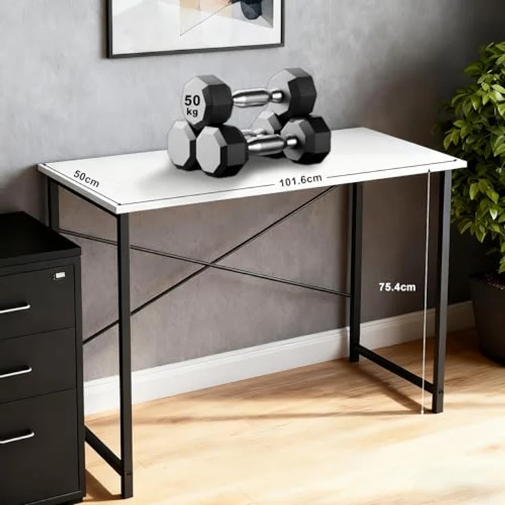 DUMOS Schreibtisch Computertisch Bürotisch mit Kopfhörer Halter und Aufbewahrungstasche Kleiner Schreibtisch Arbeitszimmer Holz PC Tisch Officetisch für Home Office – Bild 5