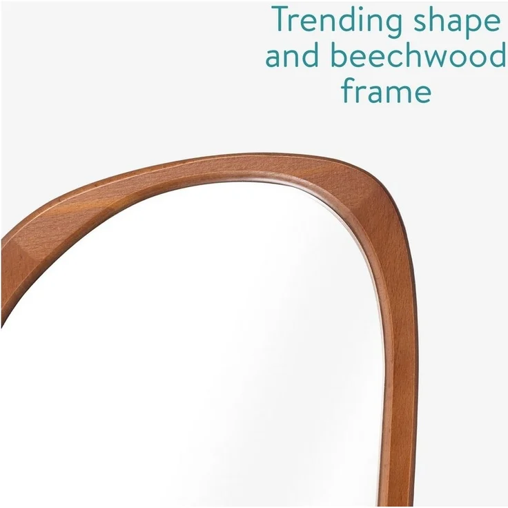 Navaris Wandspiegel Asymmetrischer Wandspiegel mit Holzrahmen - Deko Spiegel 60x24,5 cm (1-St) – Bild 3