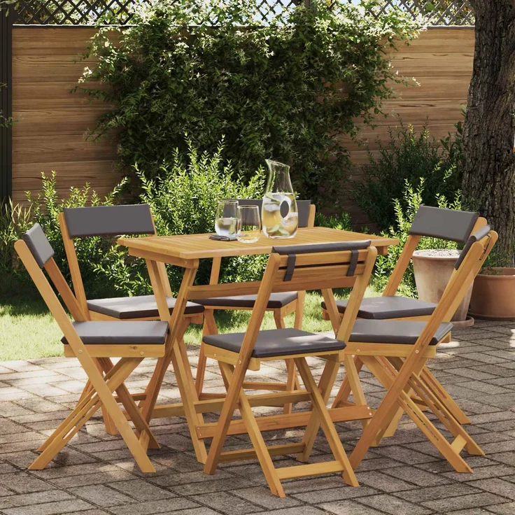 vidaXL Außen Bistro-Stühle 6 stk. Natur und Dunkelgrau 3416289 – Bild 1