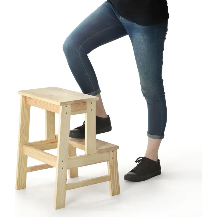 KADAX Küchenhocker aus Holz, 50 cm Plattform mit massiver Stufe – Bild 4