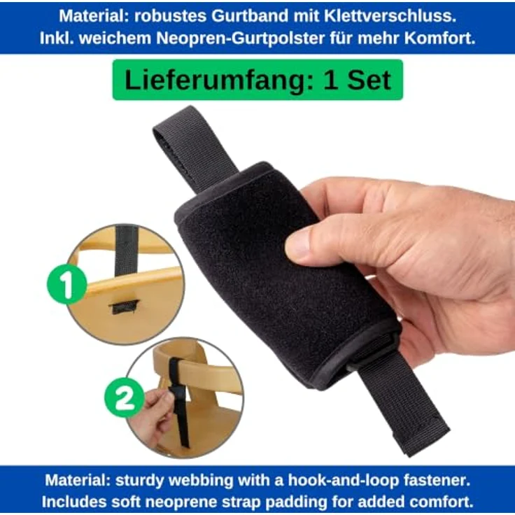 Schrittgurt mit Gurtpolster für Hochstuhl, 1 Set, Schwarz, kompatibel mit Hauck Alpha Beta, Stokke Tripp Trapp, roba Sit Up, Gurtschoner für Frontbügel, weiches Gurtpolster – Bild 3