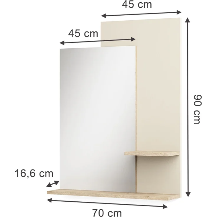 Wandspiegel Puerto Eiche/Cashmere 70x90 cm Vicco – Bild 2