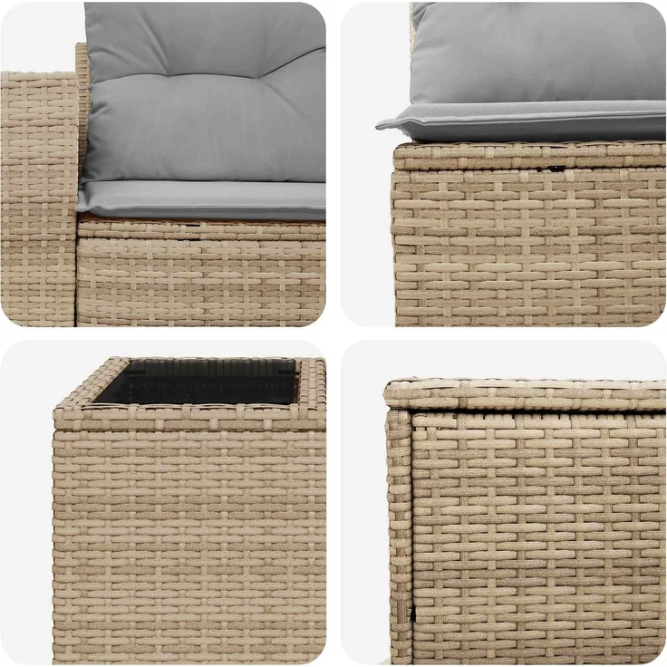 vidaXL Sofa Set 6 stk. Beige und Hellgrau Polyrattan und Stahl 3447577 – Bild 9