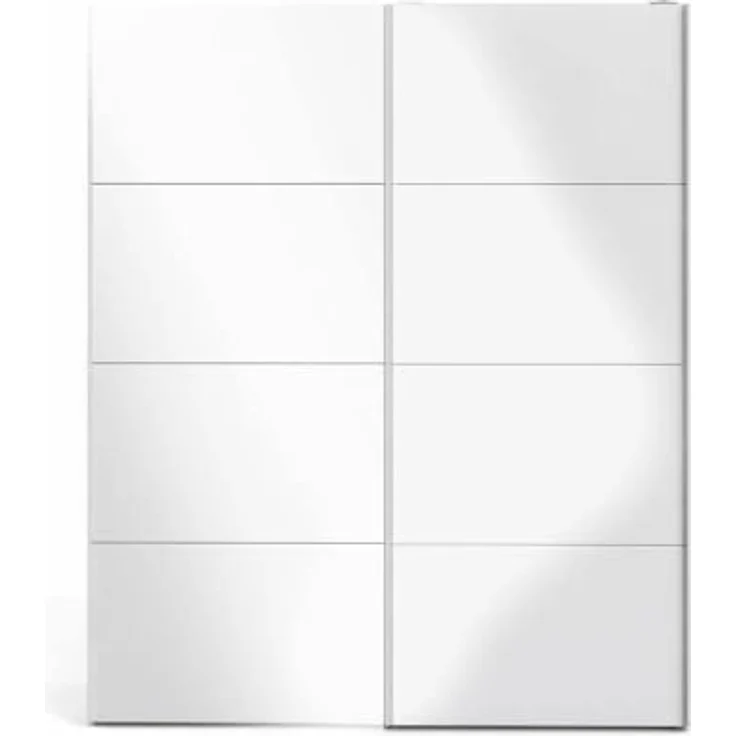 Dmora - Kleiderschrank 2 Türen Emeraude, Schlafzimmermöbel, Schrank, Garderobe, 182x61 h220 cm, Glänzendes Weiß – Bild 8