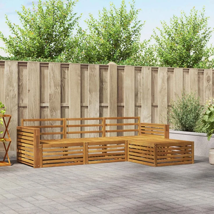 vidaXL Outdoor-Sofagarnitur 4 stk. 3-Sitzer Natur Massivholz Akazie 3373264 – Bild 1