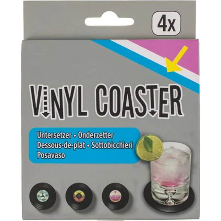 HAC24 Platzset Tischmatte Vinyl Schallplatte Tisch Untersetzer Rund Platzdeckchen, (Set, 8-St), 4x Tischset Ø 39 cm & 4x Glasuntersetzer Ø 11 cm – Bild 5