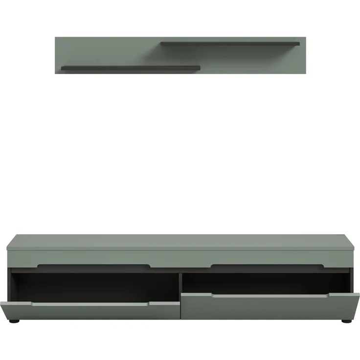 TV Lowboard inkl. Wandboard (B/H/T: 170x38x33 cm) in Smoke Green Nachbildung – Bild 3