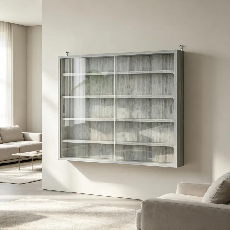 Ausstellungsschrank,Moderner Glasvitrine Schrank,Wandmontierter Vitrinenschrank,Ideal zur Präsentation von Sammlerstücken und Dekorationsobjekten(nur mit Wandmontierter Vitrinenschrank)--Herde--80x9.5x60cm--YOUDENOVA