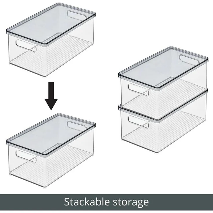 mDesign Aufbewahrung Organizer Kosmetikbox stapelbar Deckel Transparent Grau – Bild 5