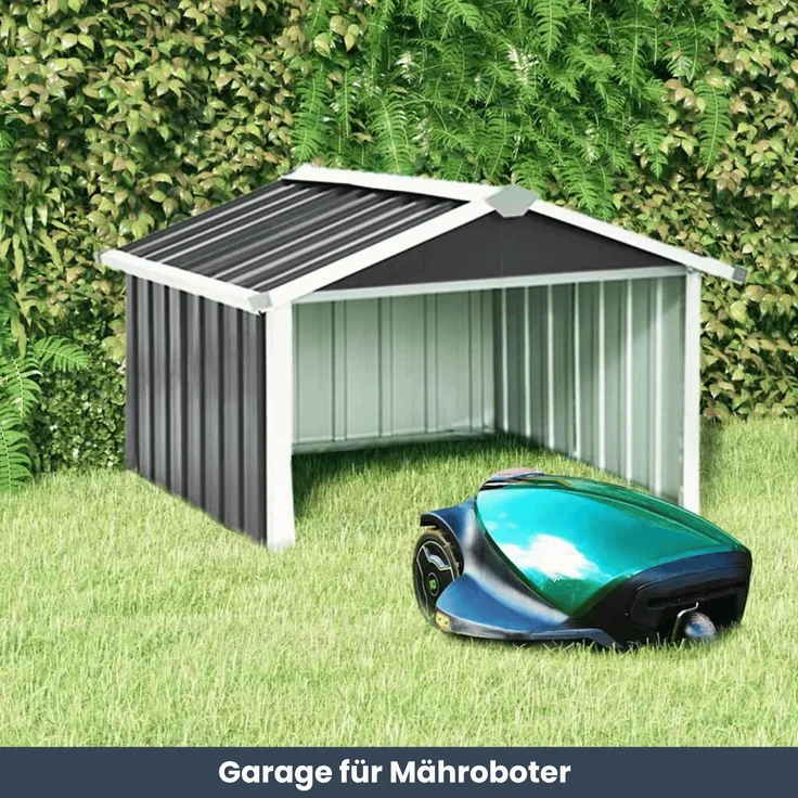 DELUKE® Mähroboter Garage aus Metall - 92x97x63cm | Dach Carport Überdachung für Rasenmäher Rasenroboter Automower Garten Mährobotergarage Regenschutz für Rasenmäher, Anthrazit – Bild 2
