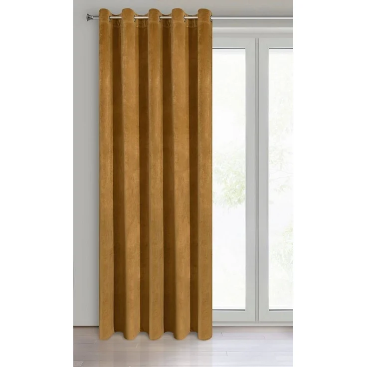 Eurofirany 'VILLA' Vorhang, Samtvorhänge, Velours Blickdicht, Honiggelb, 10 ÖSEN, H250 x B140 cm (1er Pack) – Bild 1