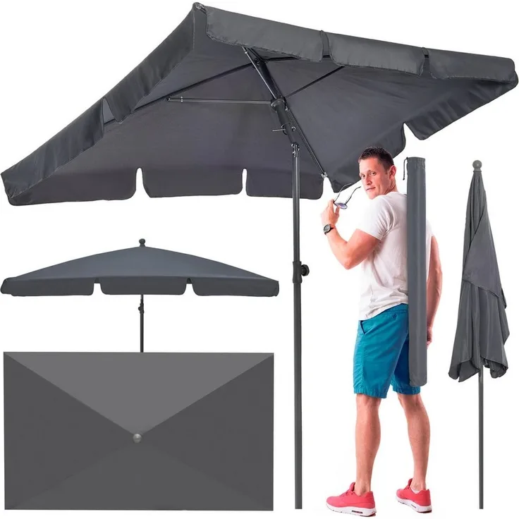 TOM Sonnenschirm 125x200 cm inklusive Kühltasche und Tragetasche, abknickbar, UV-Schutz: 50+, 180 g/m² Polyester