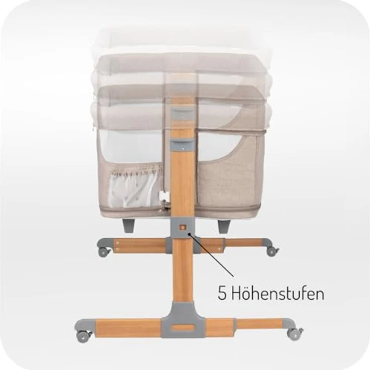 MoMi SMARTBED 4-in-1 Kinderbeistellbetten bis 15 kg, Beistellbett für Babys mit Matratze, Höhenverstellbar – Bild 6