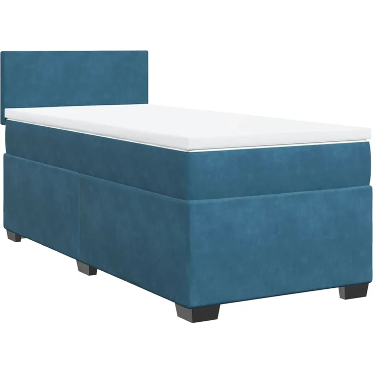 vidaXL Boxspringbett mit Matratze Blau 80x200 cm Samt 3288460 – Bild 3
