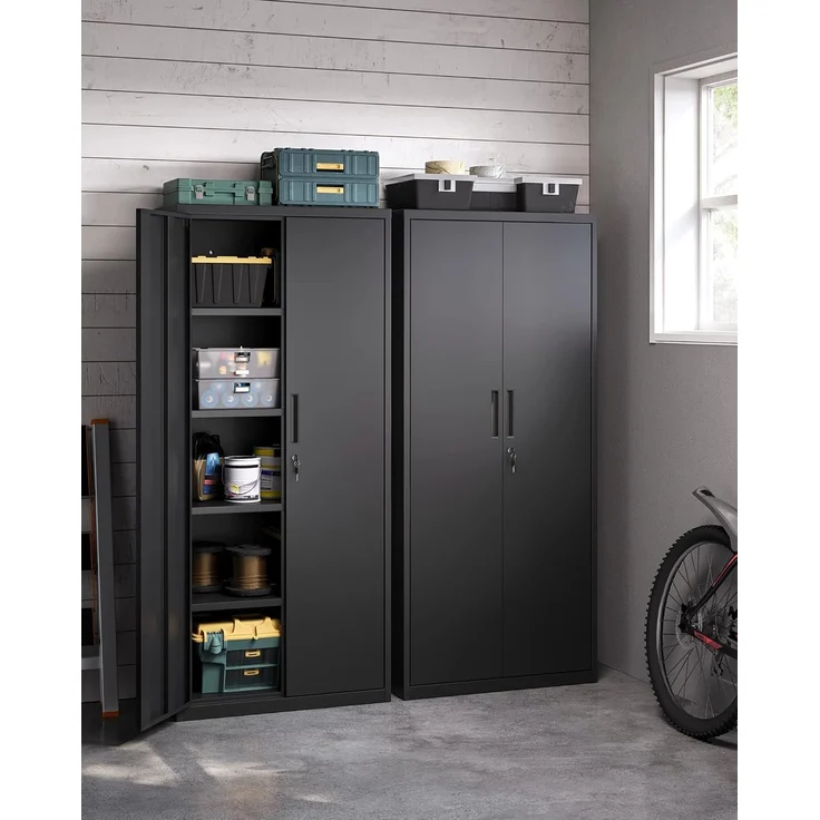 Songmics Aktenschrank mit 5 Ebenen, Stahl schwarz, 80 x 40 x 180 cm – Bild 3