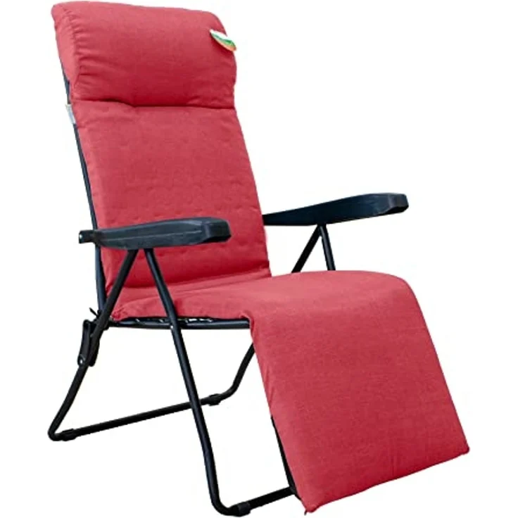 GARDENIA Liegestuhl zum Relaxen, neigbar, automatisch, rot, aus Stahllegierung, 84 x 60 x H 105 cm – Bild 1
