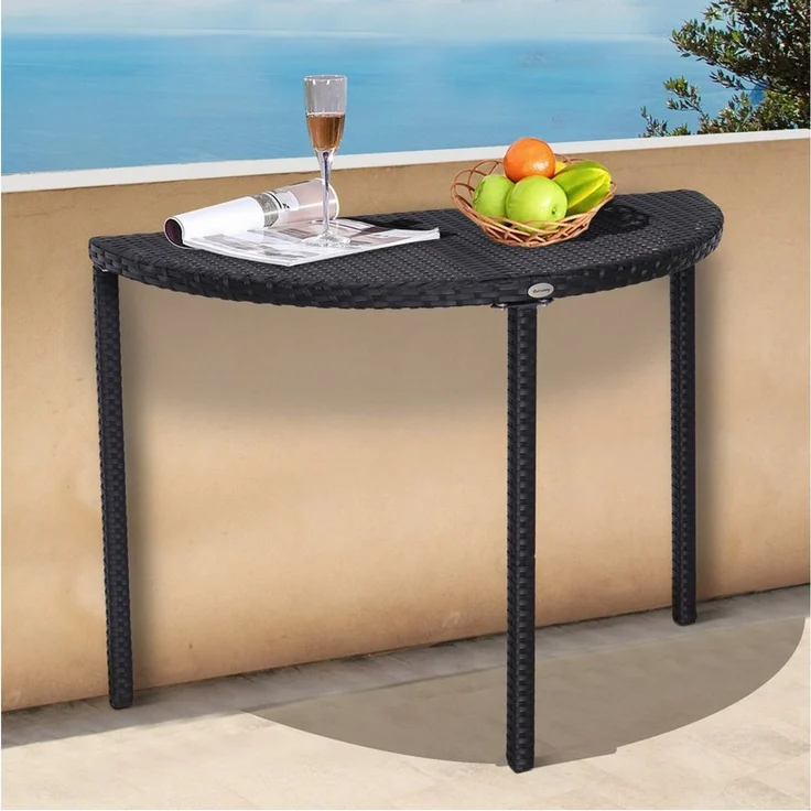Outsunny Beistelltisch Garten Beistelltisch (Tisch, 1-St, Balkontisch), Metall Schwarz 100 x 50 x 74 cm – Bild 5
