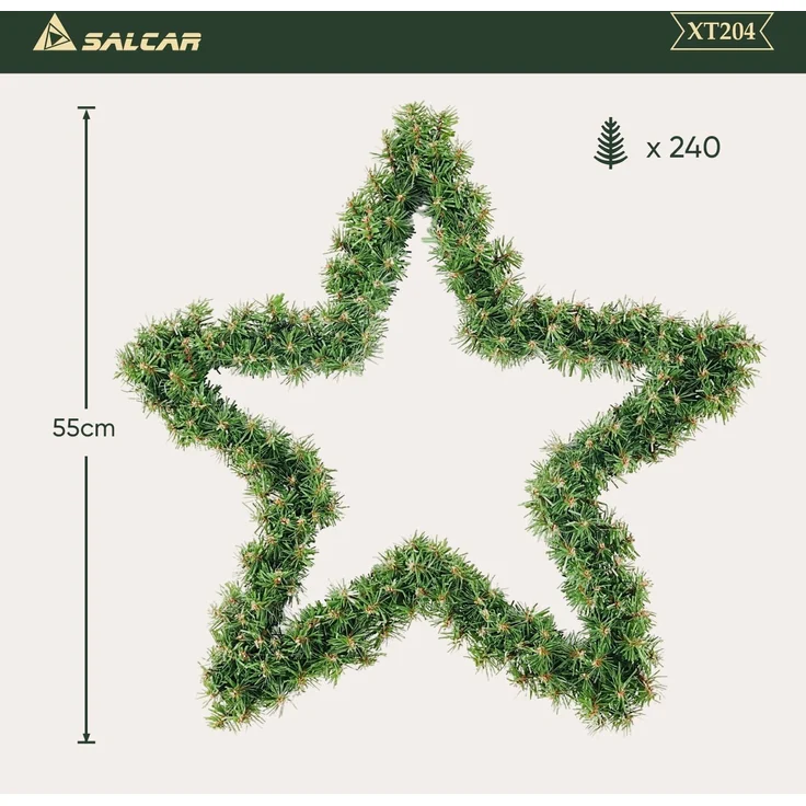 SALCAR Grün PVC Weihnachtsstern 55 cm mit 200 Zweigen - Hochwertige Dekoration für Kamin, Tür, Außenbereich oder Esszimmer - Echt wirkende Weihnachtsdekoration – Bild 4
