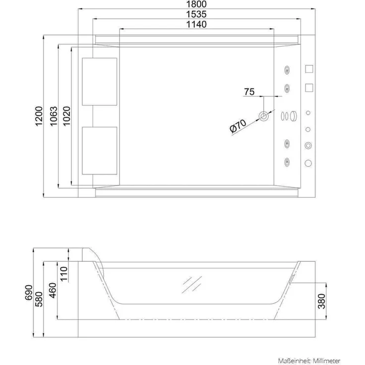 XXL Luxus LED Whirlpool Badewanne + Lichttherapie 180x120 +Heizung +Ozon – Bild 10