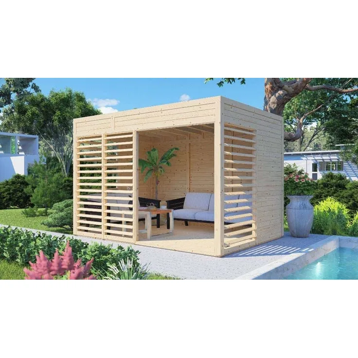 Alpholz Relax Pavillon Sally Gartenpavillon aus Holz Gartenhütte mit 14 mm Wandstärke Gartenlaube