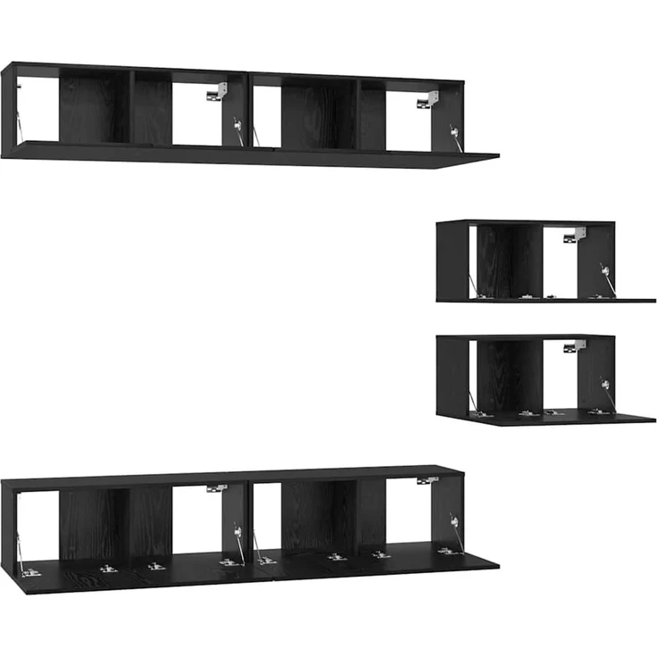 vidaXL TV-Schrankset 6 pcs Schwarz Eichen-Optik Holzwerkstoff 3393475 – Bild 6