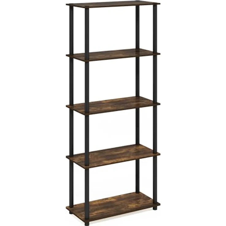 Furinno Turn-N-Tube 5-stufiges Mehrzweckregal mit Rundes PVC-Rohr, Bernsteinkiefer/Schwarz – Bild 6