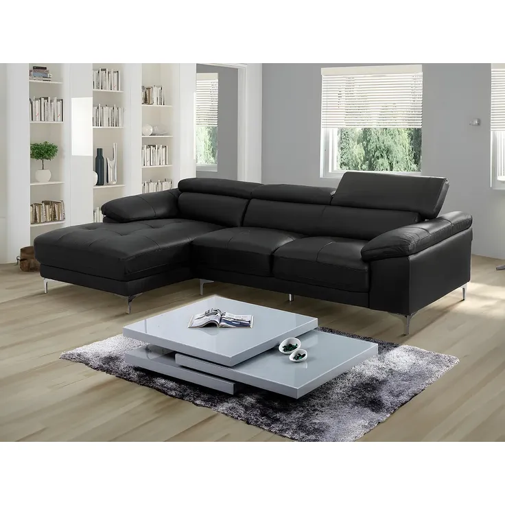 Ecksofa Leder SOLANGE - Schwarz - Ecke Links