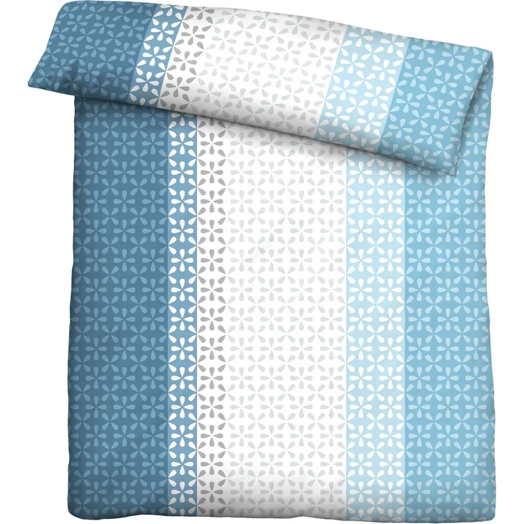 Traumhaft schlafen - Castell - Markenbettwäsche Mikrofaser Bettwäsche 0561118 LÄNGSSTREIFEN, azurblau, 1x 155x220 cm + 1x 80x80 cm – Bild 2