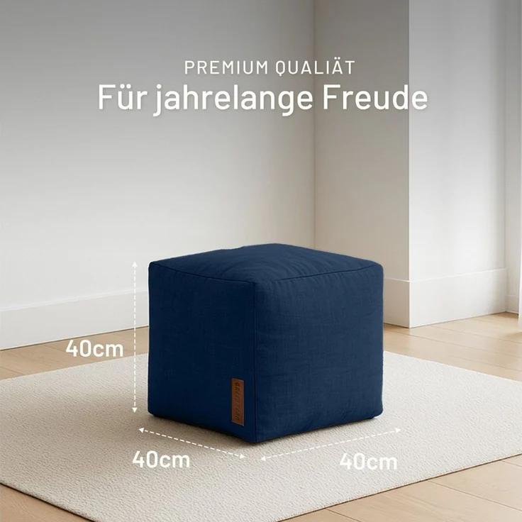 Green Bean Pouf Cube Linen (Indoor Sitzhocker Sitzkissen Fußhocker Relax-Sessel, Made in Germany), die ideale Ergänzung zum Sitzsack – Bild 4