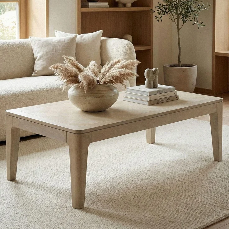 FINEBUY Couchtisch FB77663 Sofatisch 120cm Wohnzimmertisch Loungetisch (Warme Holzoptik mit natürlicher Maserung), Zeitloses Design für stilvolle Wohnräume – Bild 2