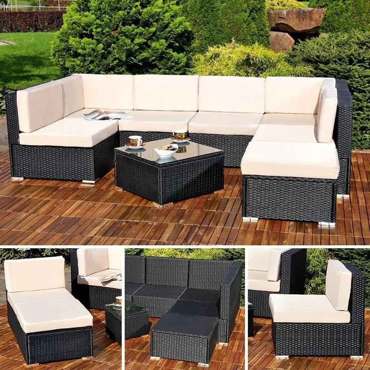 Lounge Sitzgarnitur Sitzgruppe Rattan Gartenmöbel Gartenset Sitzgruppe Terrasse – Bild 2