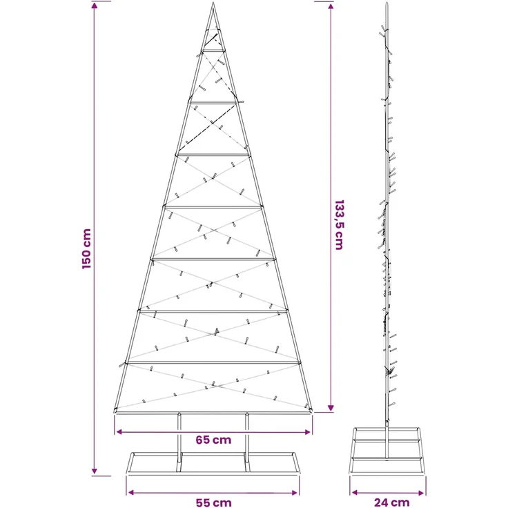 vidaXL Metall Weihnachtsbaum KUOPIO 150 cm Warmes Weiß Stahl Schwarz 42054049 – Bild 7