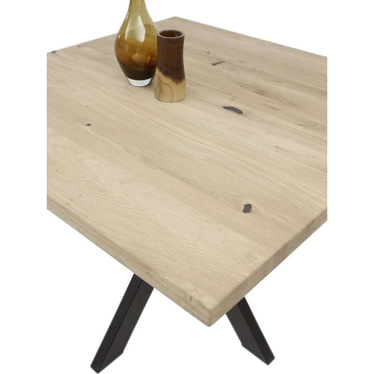 Esstisch >Micky< in Eiche massiv/schwarz - 100x76x100 (BxHxT) – Bild 3