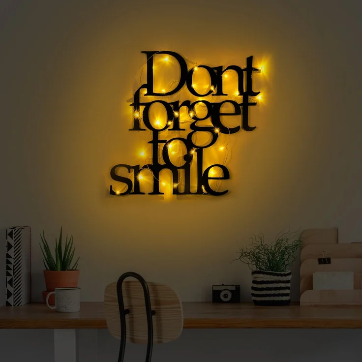 Wallity 'Dont Forget To Smile 183' Dekoratives Wandaccessoire aus Metall, Schwarz, 70 x 67 cm – Bild 3