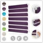 Lichtblick Doppelrollo Klemmfix ohne Bohren, Streifen, Blickdicht, Klemmträger-Montage, Sichtschutz, Wandmongtage, Deckenmontage, für Fenster und Türen Brombeer,120x150 cm (B x L)