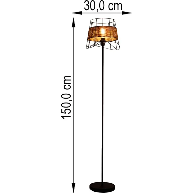 LED Stehleuchte, Käfig-Design, Metall-Grasgeflecht, H 150 cm – Bild 10