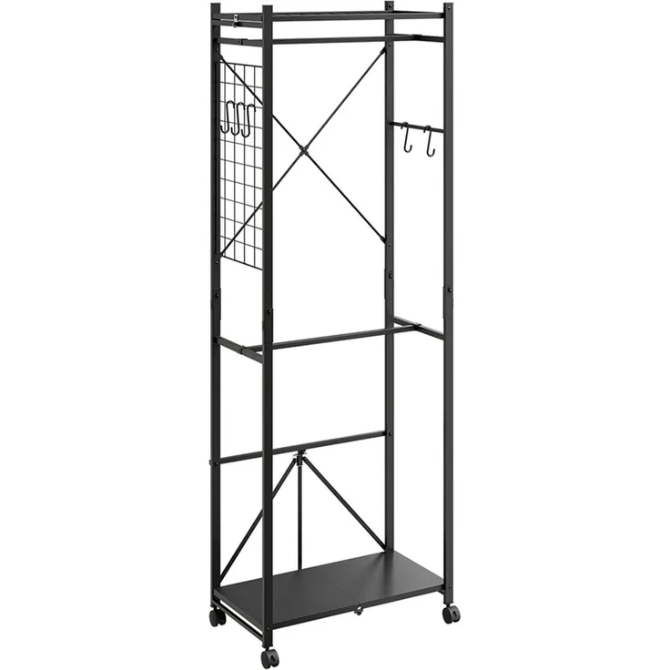 SoBuy KLS21-SCH Kleiderständer, Garderobenständer, Aufbewahrungssystem, Metall, Lackiert, Schwarz, 60 x 175 x 32 cm