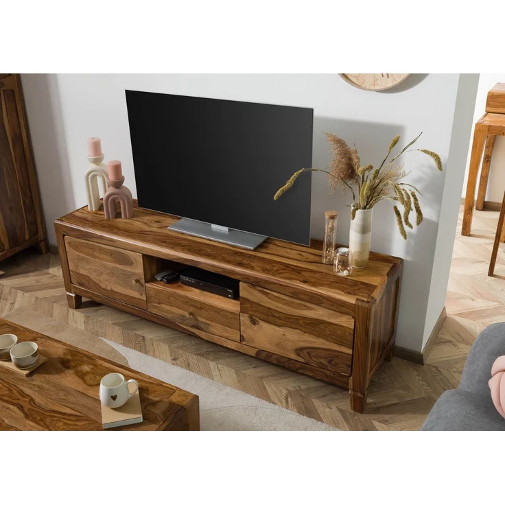 TV-Board Sheesham 175 x 45 x 55 braun lackiert ANCONA #110 – Bild 2