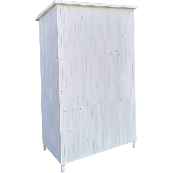 LECO Moderner Gartenschrank TONI, Tannenholz weiß lasiert, 118x70x190 cm – Bild 3