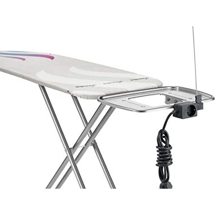 Vileda Total Reflect M Plus Bügelbrett, Bügeltisch für Dampfbügelstation, Bügelfläche 120x38 cm, höhenverstellbar 75-96cm, Farbe Grau, Eco-Verpackung – Bild 4
