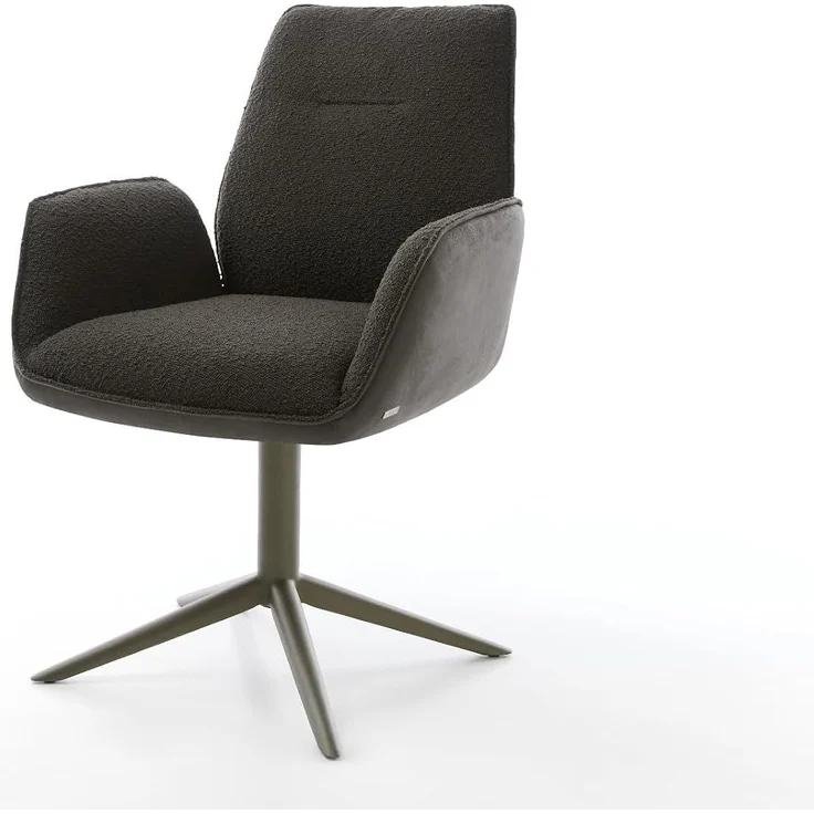 Drehstuhl Zoa-Flex Materialmix Schwarz Fußkreuz Effektfinish Titan 360° drehbar Wippfunktion Taschenfederkern – Bild 3