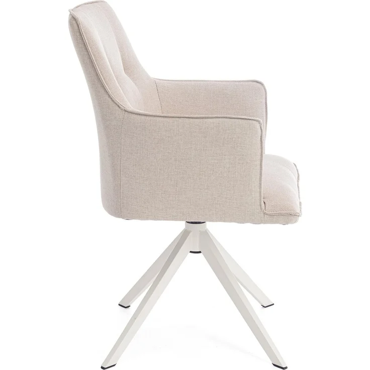 2er-Set Gartenstuhl Genska Drehbar - Alumnium, Metall Weiß, Olefin-Stoff Beige, mit Armlehnen – Bild 4