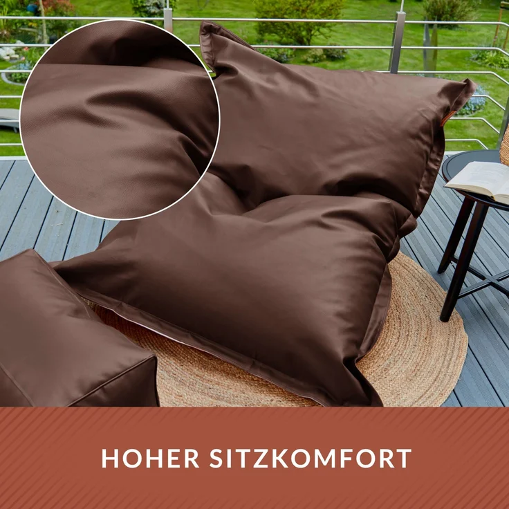 Green Bean® XXL Riesen-Sitzsack aus Kunstleder mit EPS Perlen Füllung - 140 x 180 cm 380 Liter - Bean Bag - - Dunkelbraun – Bild 5