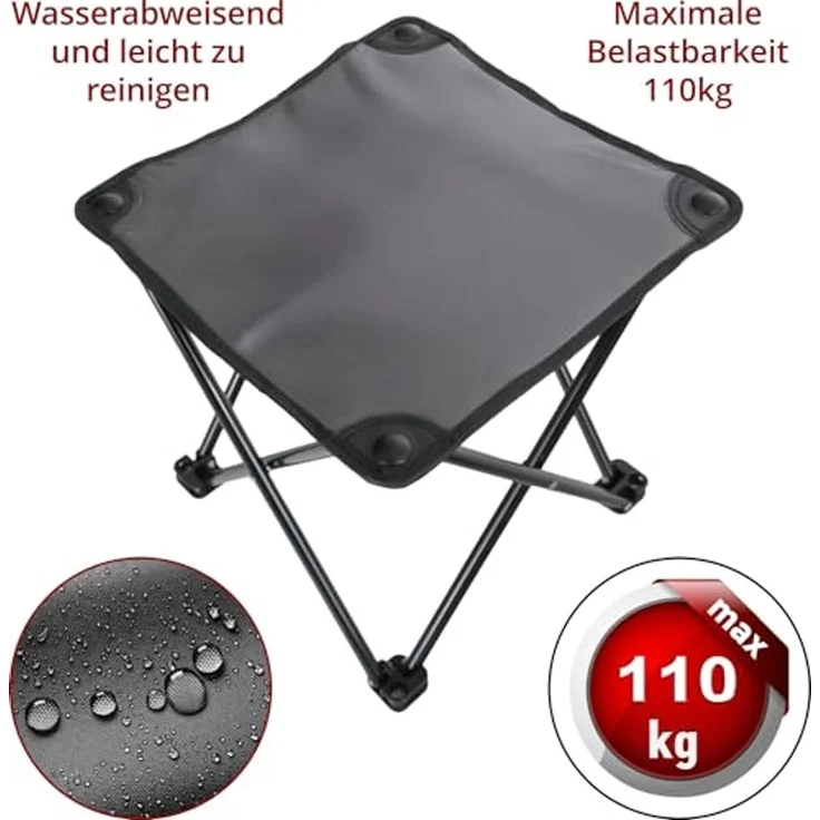 Stagecaptain Klappstuhl TP-334 Klapphocker faltbar für Camping - stabil bis 110 kg (1 St), nur 750 g, inklusive Tragetasche – Bild 6
