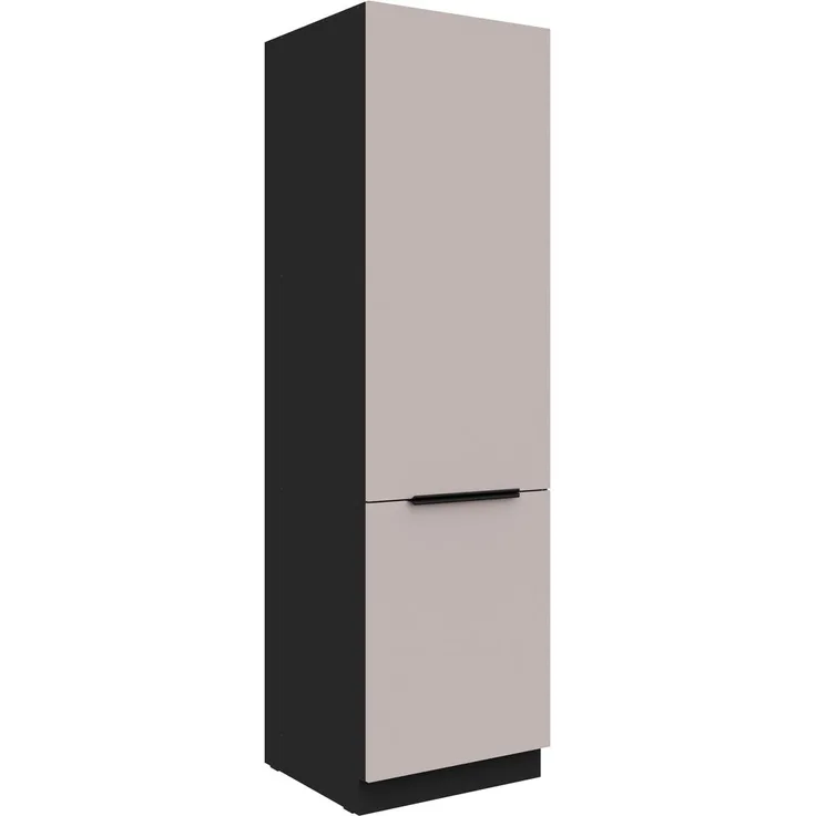 Küchen Hochschrank 60 cm ARONA Kaschmir beige + Schwarz matt Küchenzeile Küchenblock Küche