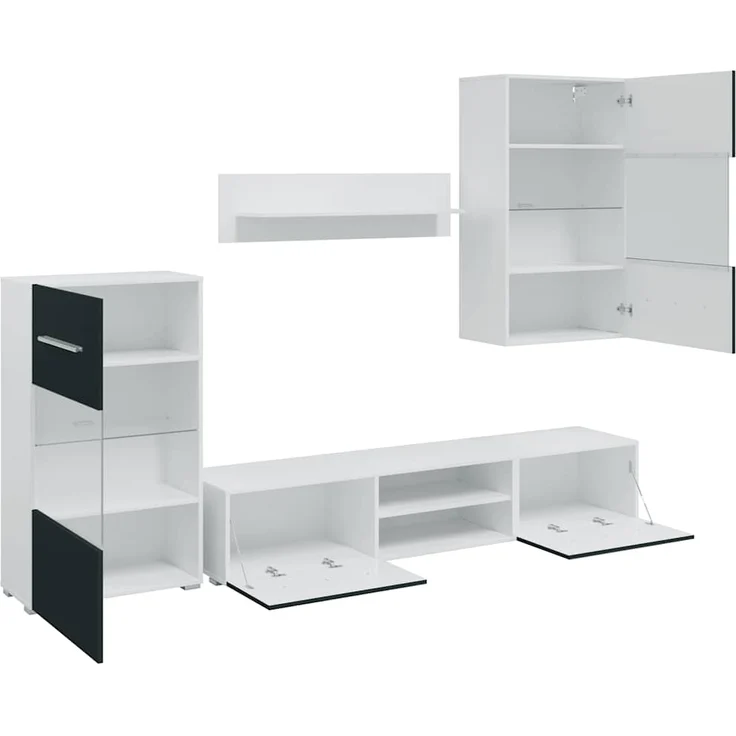 vidaXL 5-tlg. Wohnwand mit LED-Beleuchtung Matt Indigo Holzwerkstoff 3324235 – Bild 5
