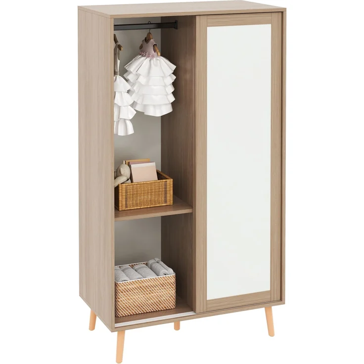 Kleiderschrank mit doppelten Schiebetüren, Kleiderstange, Ablageflächen, abriebfester Oberfläche, feuchtigkeitsbeständig – Bild 9